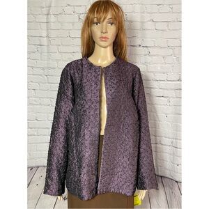 NWT New Provence D'Amour Purple Textured Open Front Jacket Size M